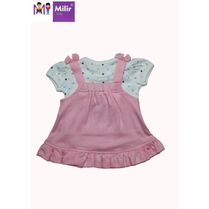 Polka dotted inner tee with pink pinafore - Back