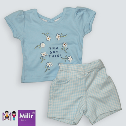 Baby Girl Top with shorts - Skyblue