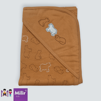 Baby Hooded sheet -Brown , Bear print