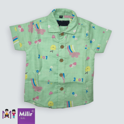 Baby boys muslin shirt - Rainbow print Green