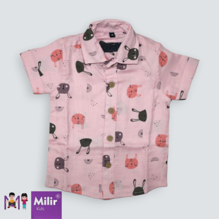 Baby boys muslin shirt - rabbit print Pink