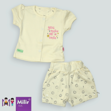 Baby girl front open top with shorts - Butter