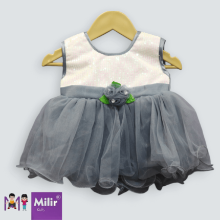 Baby girl party wear - Grey and White