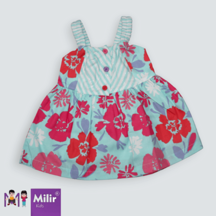 Floral print Shoulder strap dress – Mint green