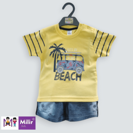 Baby boy beach print yellow Tshirt + shorts