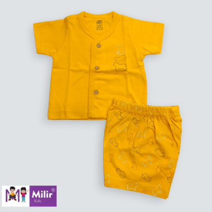 Cuddle a bear top and half pant - Gold yellow