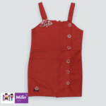 Girls mini pinafore dress- Floral print top - Rust 1