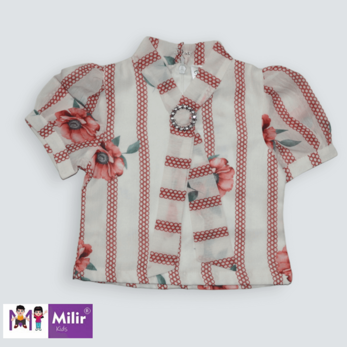 Girls mini pinafore dress- Floral print top - Rust 2