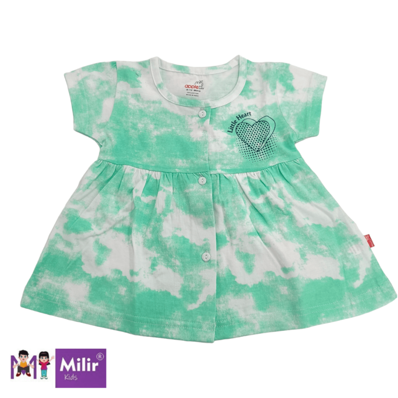 Tie and dye front open frock - Green