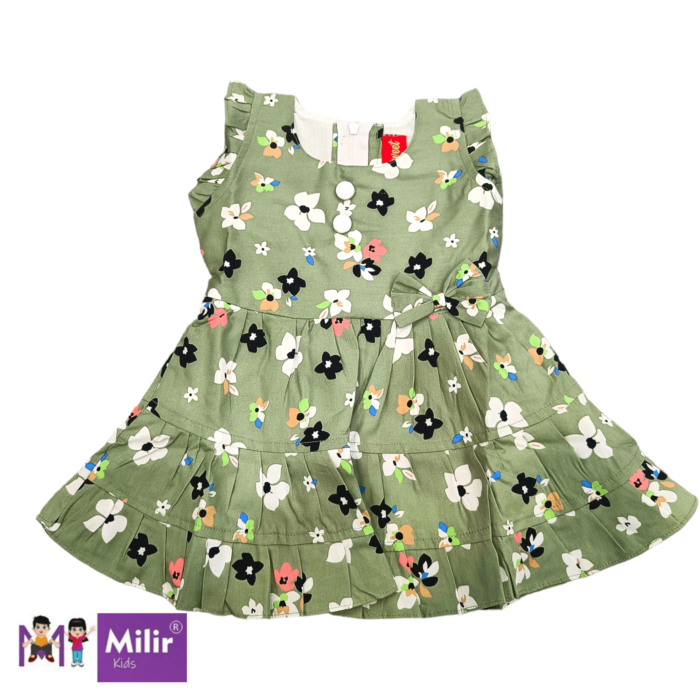 Cotton floral print frock - Green
