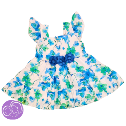 Girl floral printed layer frock - Blue