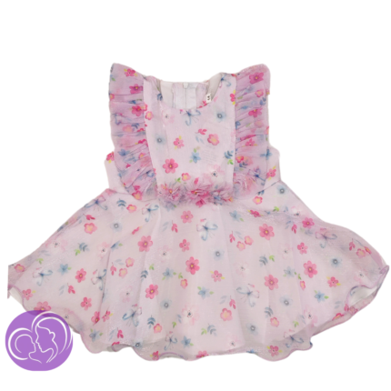 Girls floral printed frock - Pink