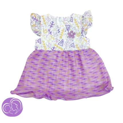 Girls half sleeve frock with cute abstract prints - Lavender