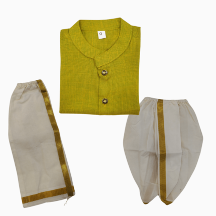 Traditional 3pcs Shirt, dhoti and dhoti pant - 0-3m -Mustard yellow