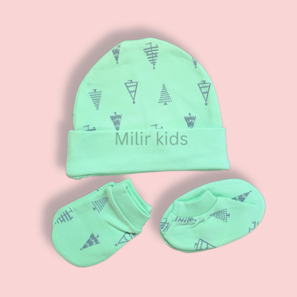 Cotton cap set - Newborn - Trees, Green