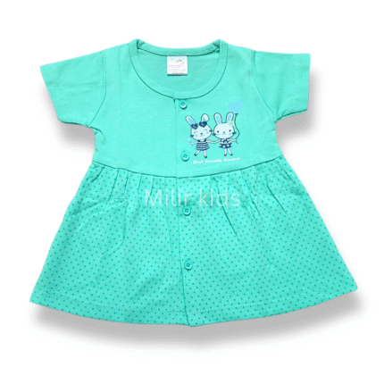 Girls Frontopen frock - Bunny, Green