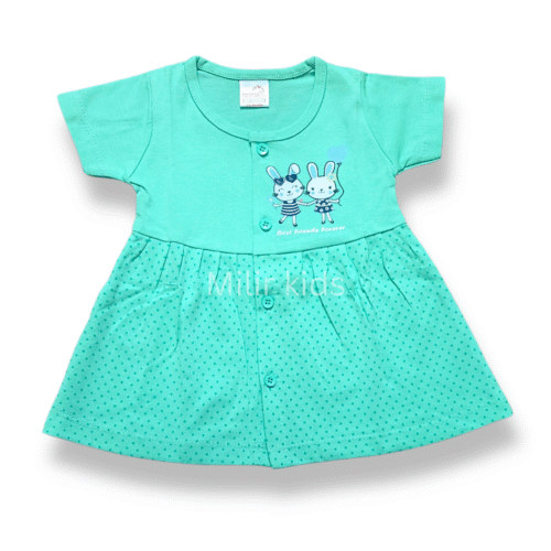 Girls Frontopen frock - Bunny, Green