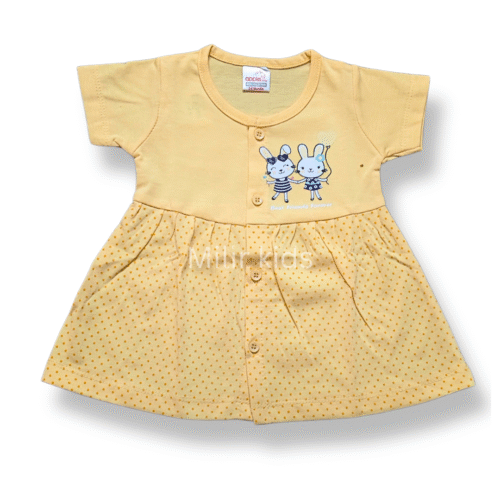 Girls Frontopen frock - Bunny, Yellow