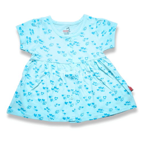 Girls Frontopen frock - Hearts, Blue