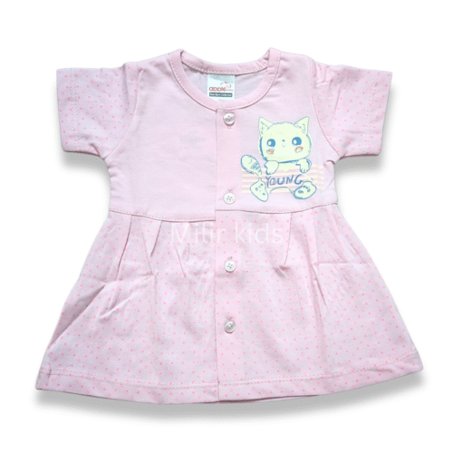 Girls Frontopen frock - Kitty, Pink