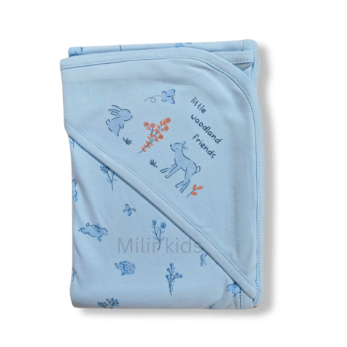 Baby Hooded towel - 80*80 cms - Deer, Blue