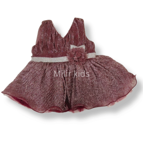 Baby Girl shimmer party frock - Wine Red