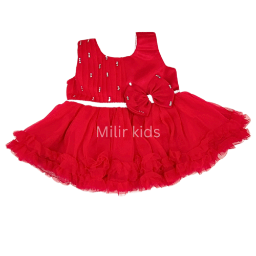 Baby Girl Bow party frock - Red