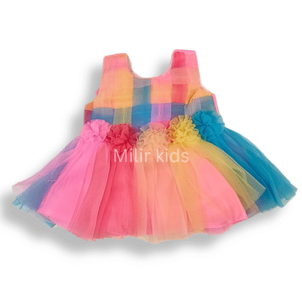 Baby Girl party frock - Multicolour with Pink