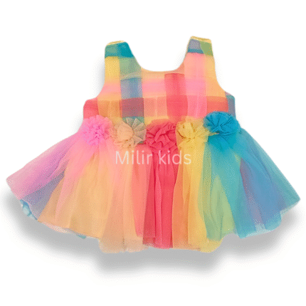 Baby Girl party frock - Multicolour with yellow