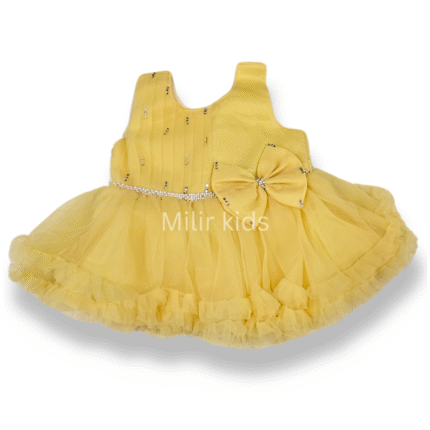 Baby Girl Bow party frock - Sunshine Yellow
