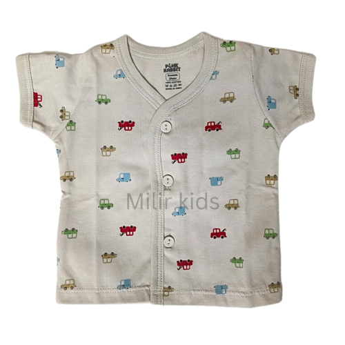 Front Open Vest - Preemie - Half Sleeves, Beige, Cars