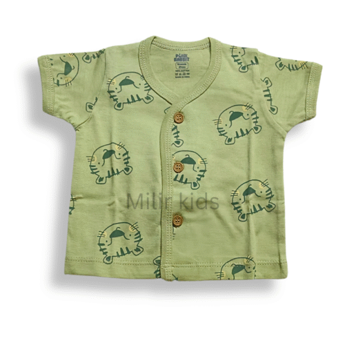 Front Open Vest - Preemie - Half Sleeves, Green, Tigers