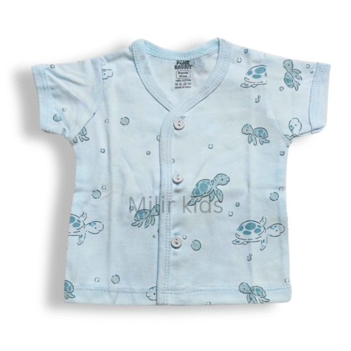 Front Open Vest - Preemie - Half Sleeves, Blue, Turtles