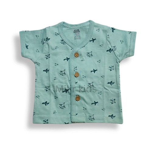 Front Open Vest - Preemie - Half Sleeves, Green, Planes