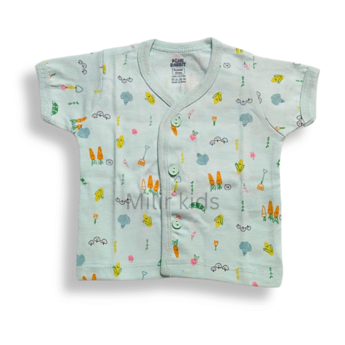 Front Open Vest - Preemie - Half Sleeves, Green, Carrots