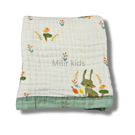 Multilayered Muslin Crinkled Blanket - Green
