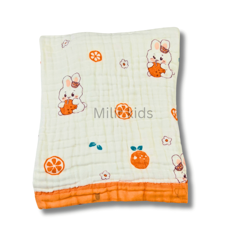 Multilayered Muslin Crinkled Blanket - Orange