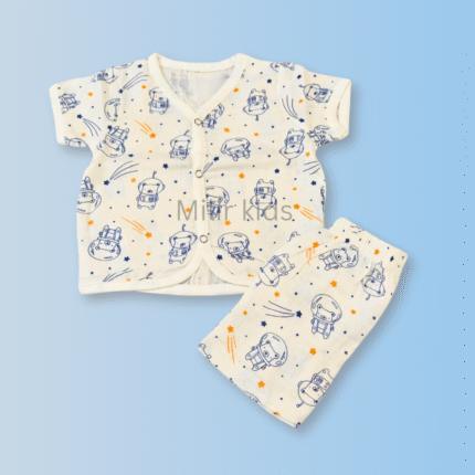 Muslin Jabla set - Half sleeves, Astro Bear