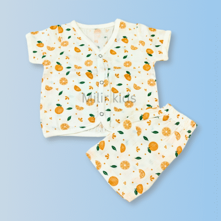 Muslin Jabla set - Half sleeves, Oranges