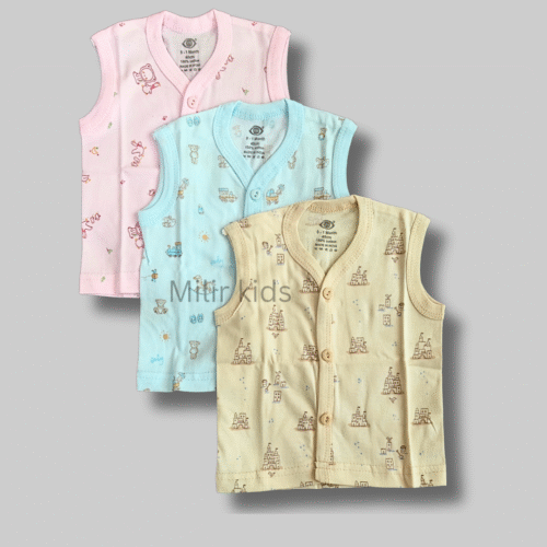 Front open Sleeveless Jablas- NB, Pack of 3