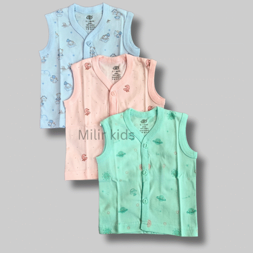 Front open Sleeveless Jablas- NB,Pack of 3