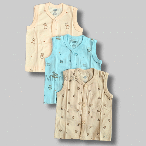 Front open Sleeveless Jablas- NB,Pack of 3