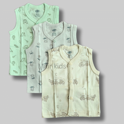 Front open Sleeveless Jablas- NB,Pack of 3